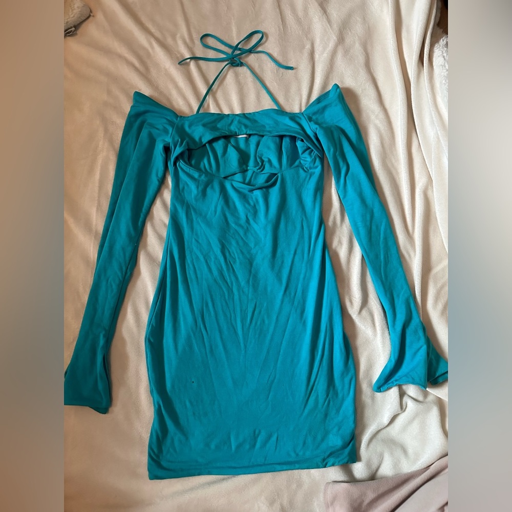 Oh Polly US size 4 Blue Triangle Cut-Out Mini Dress 👗